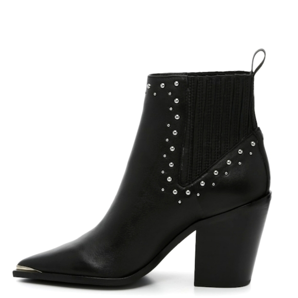 Kenneth Cole New York West Side Bootie Silver Studs RB Black Leather Boots - Picture 3 of 16